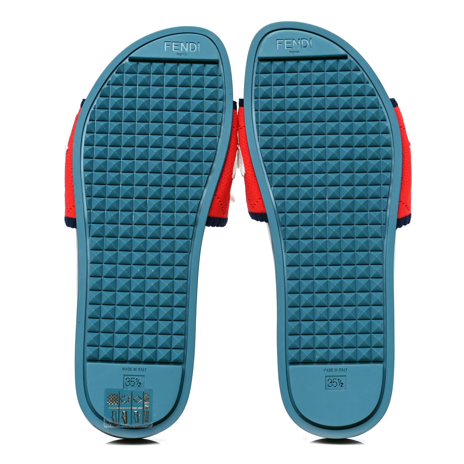 Fendi Fabric Rubber Slide Sandals 35.5 Magma Marine 4 of 4