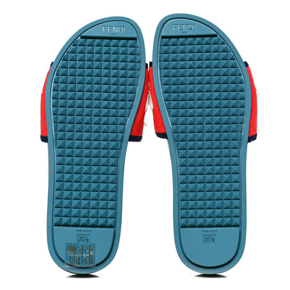 Fendi Fabric Rubber Slide Sandals 35.5 Magma Marine 4 of 4