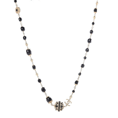 Chanel Enamel Bead CC Long Necklace Black Gold 1 of 5