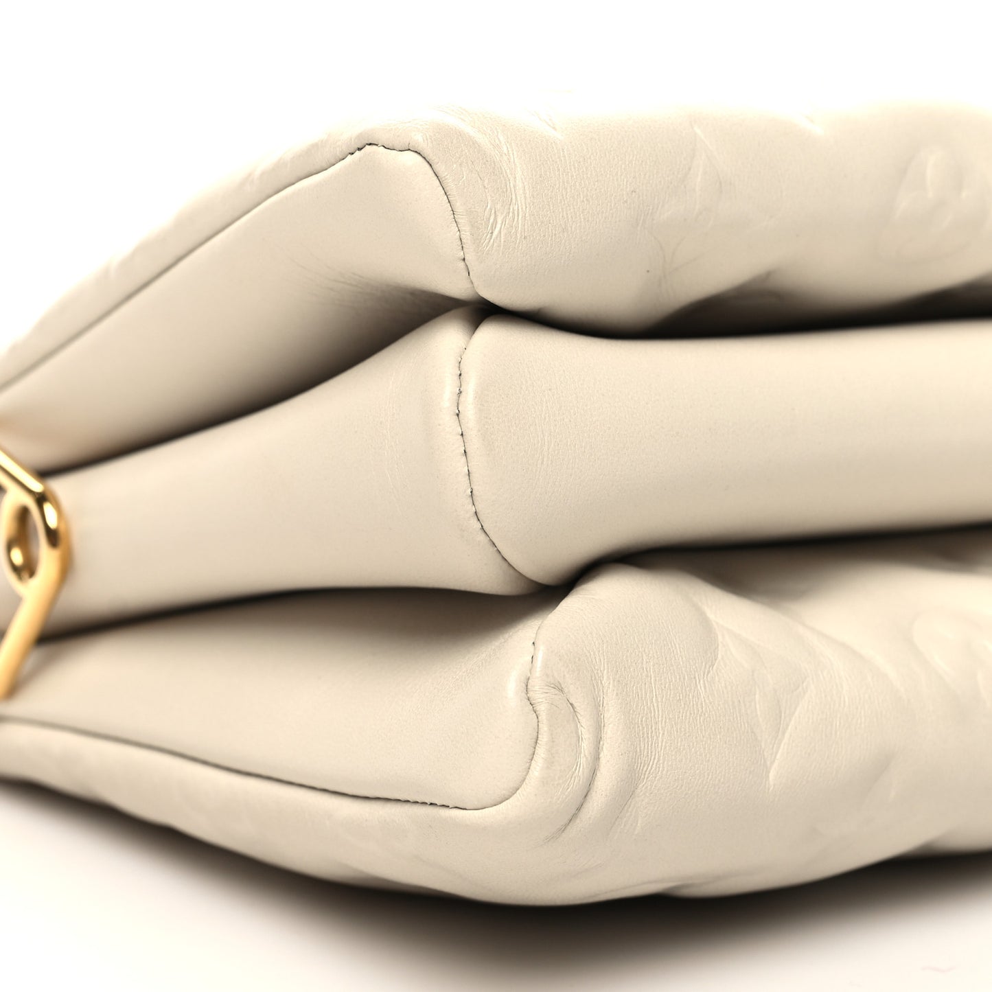 Lambskin Embossed Monogram Coussin PM Beige Cream