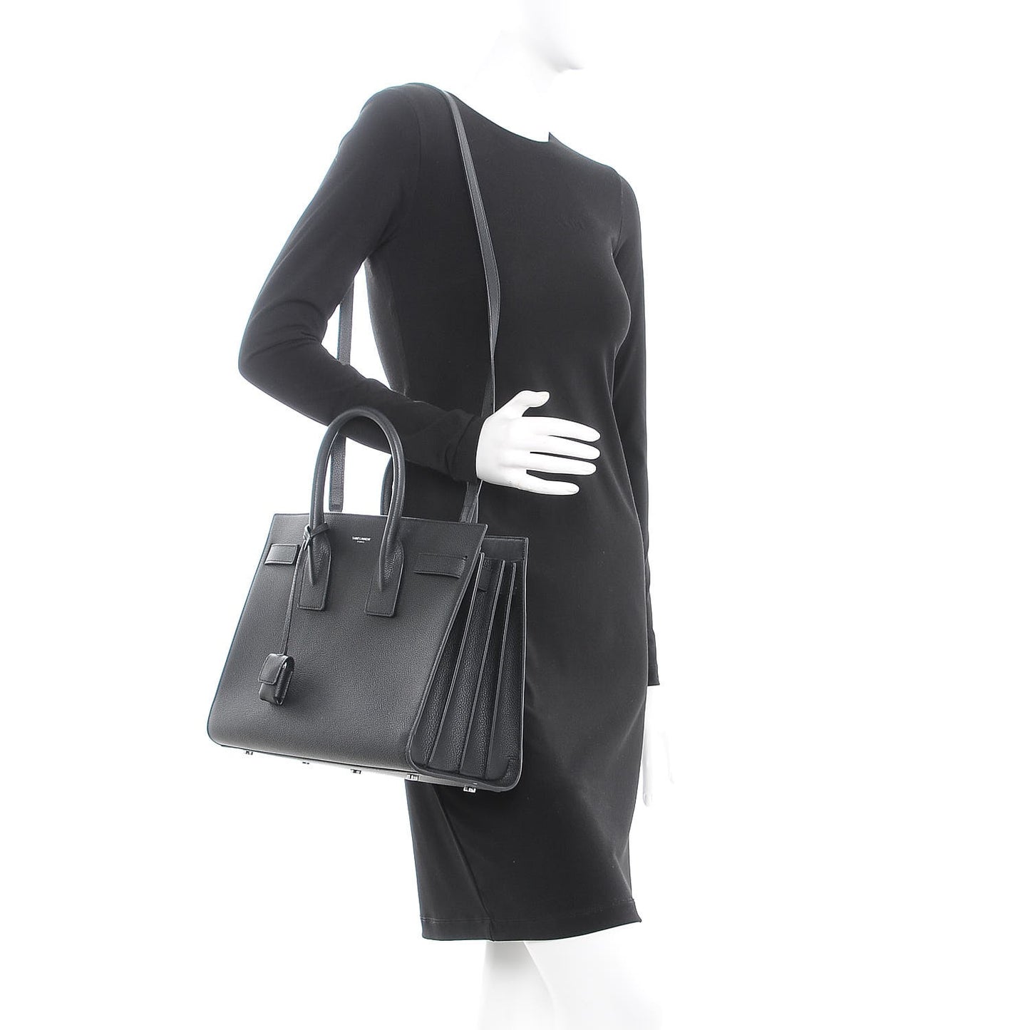 Grained Calfskin Small Sac De Jour Black