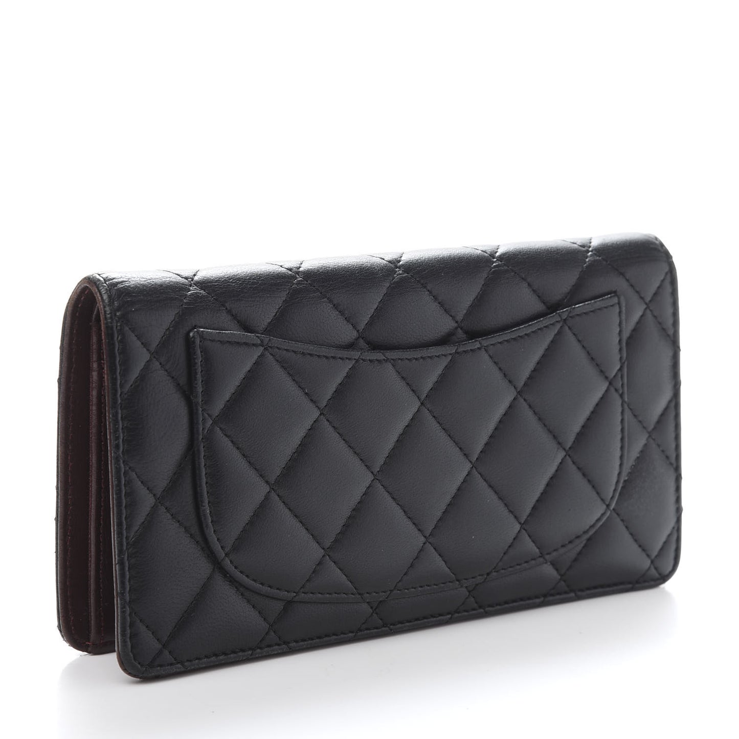 Lambskin Quilted Yen Wallet Black