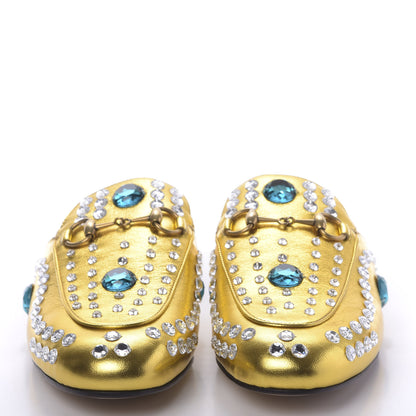 Gucci Metallic Nappa Crystal Womens Princetown Slippers 37.5 Gold 2 of 11