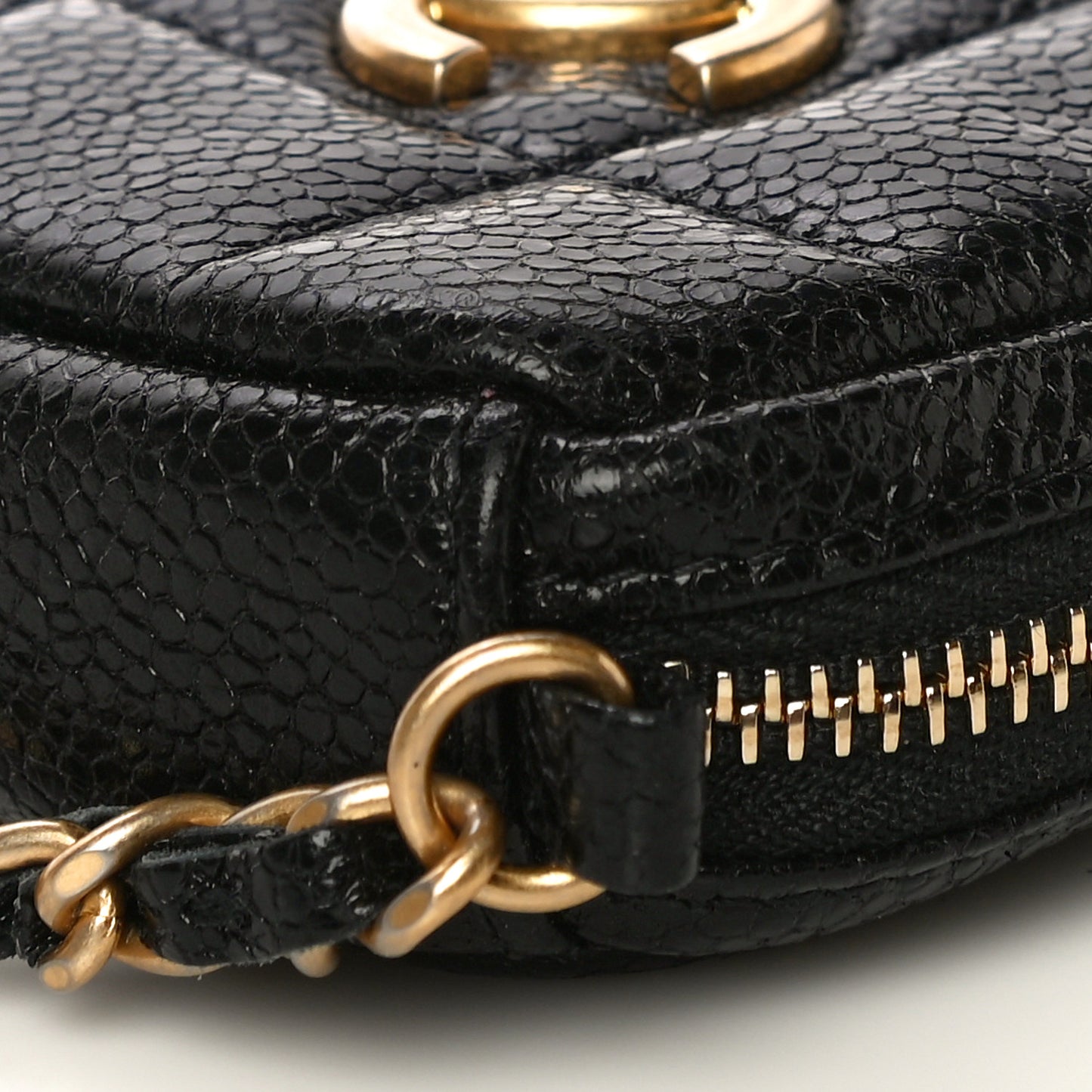 Caviar Quilted Diamond Coin Purse With Chain Black