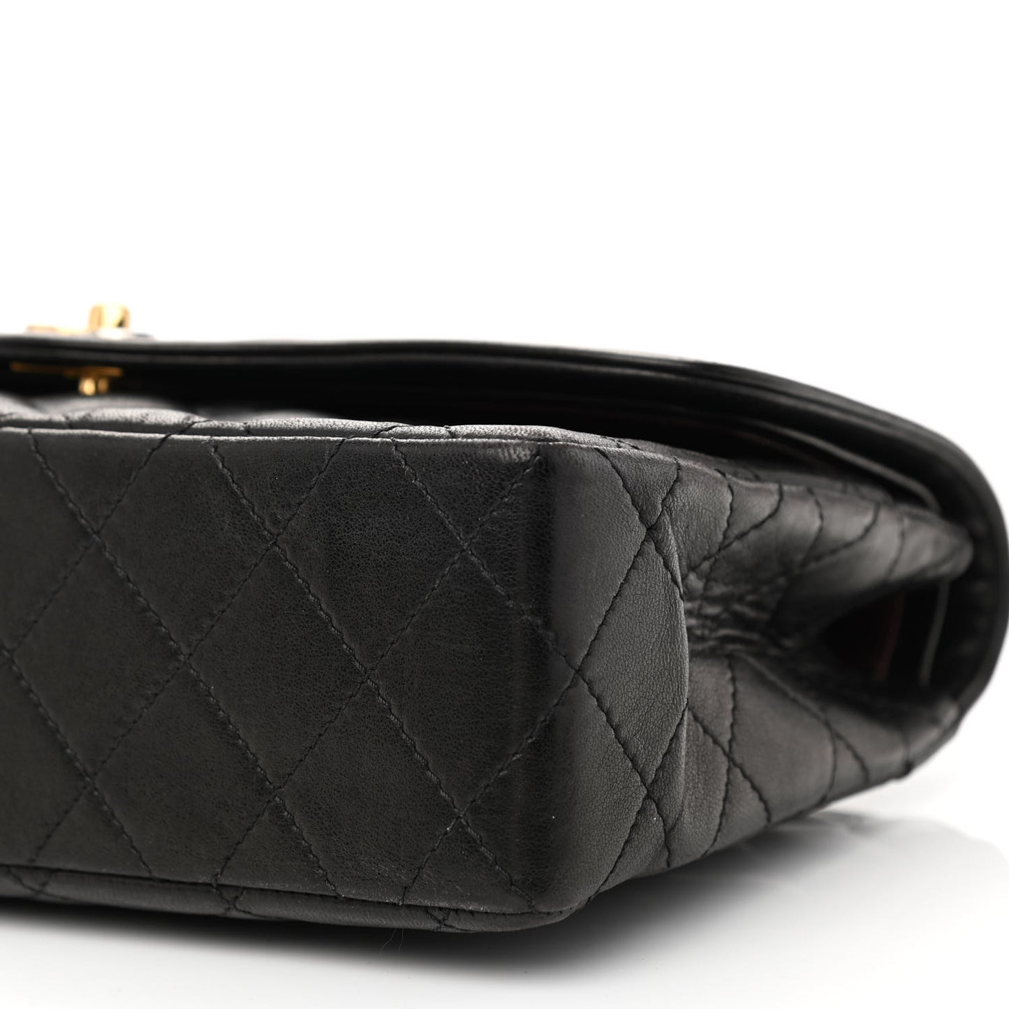 Lambskin Quilted Medium Double Flap Bag Black