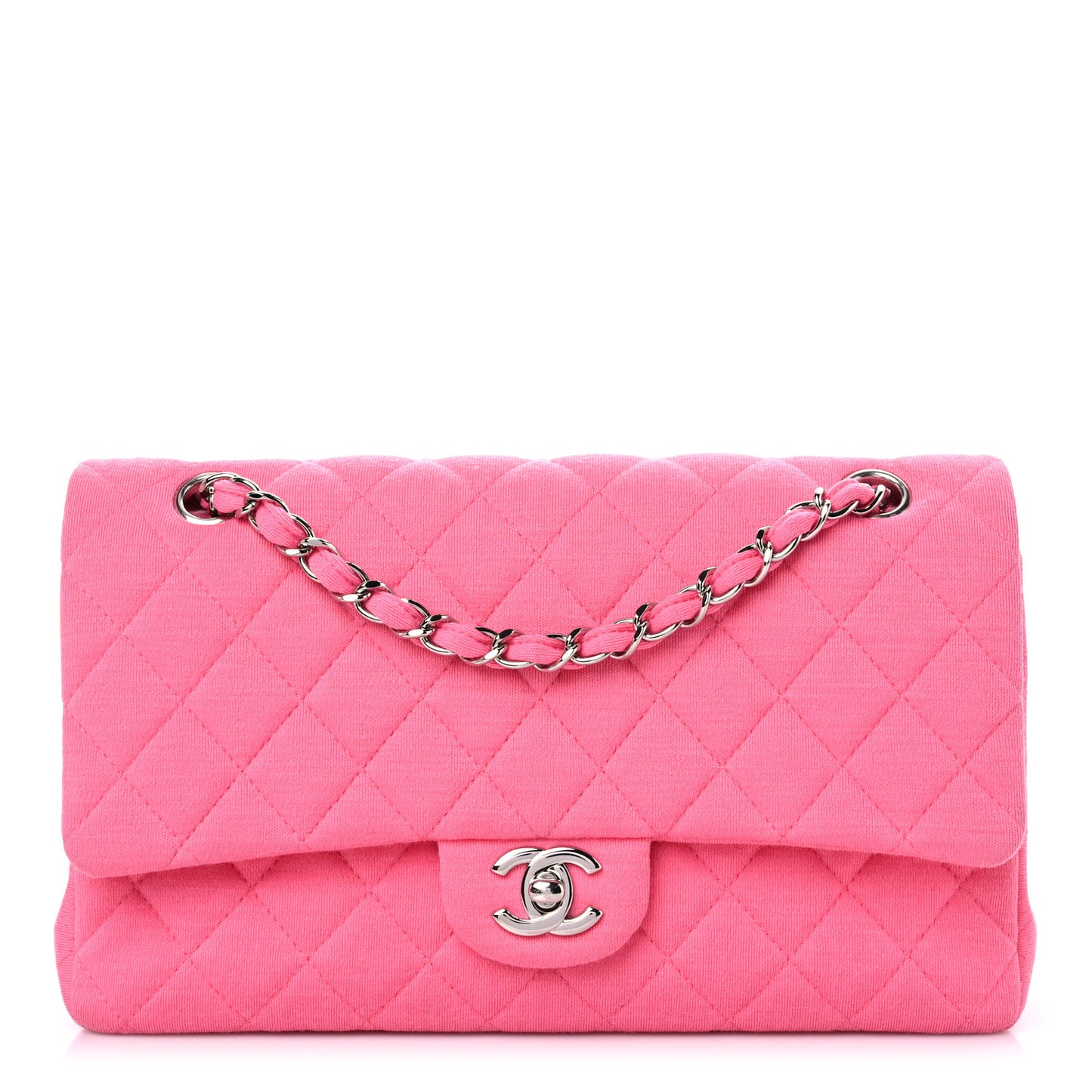 Jersey Quilted Medium Double Flap Dark Pink