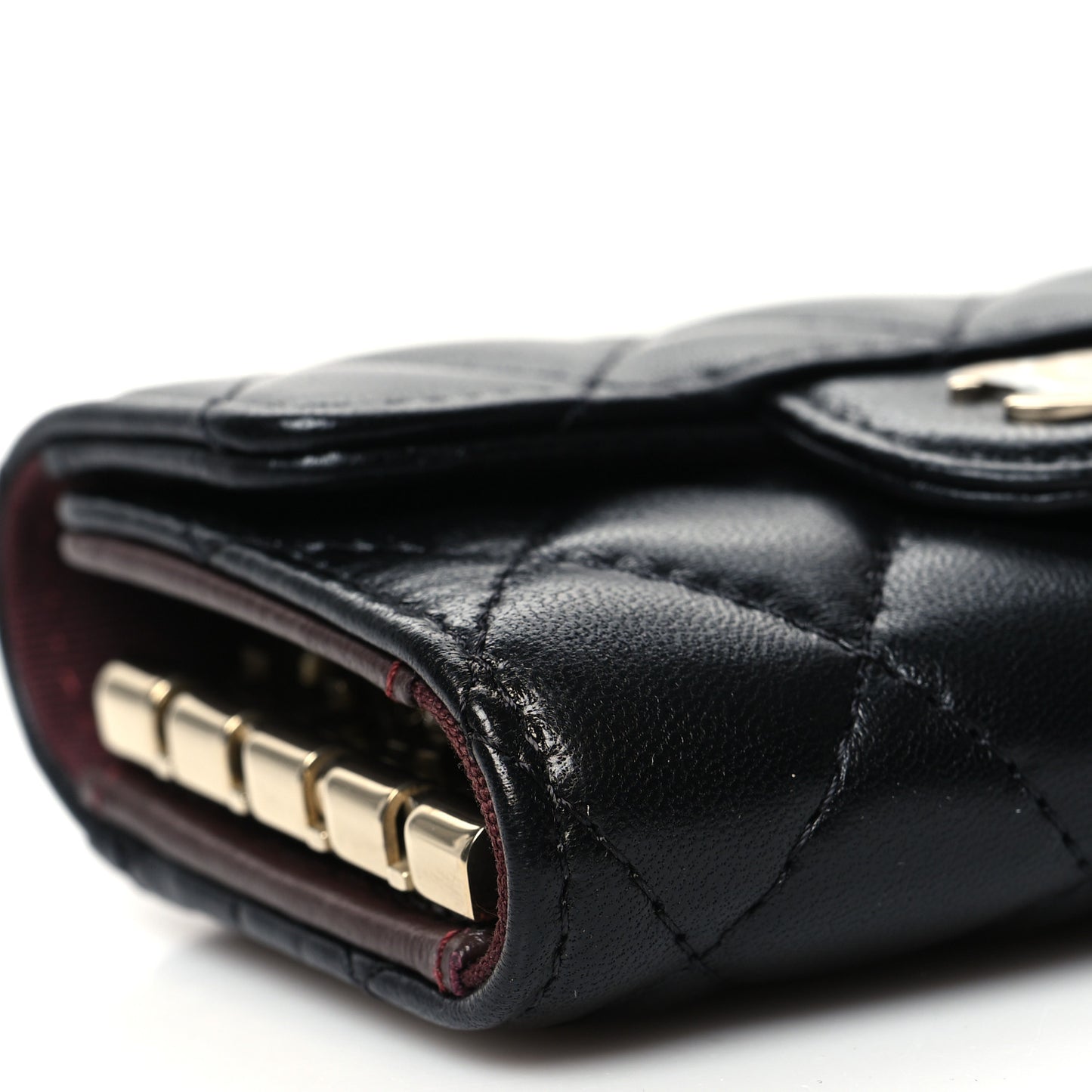 Lambskin Quilted Classic 4 Key Holder Wallet Black