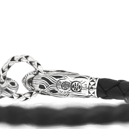 John Hardy Sterling Silver Leather Naga Dragon Legend Bracelet Black 6 of 6