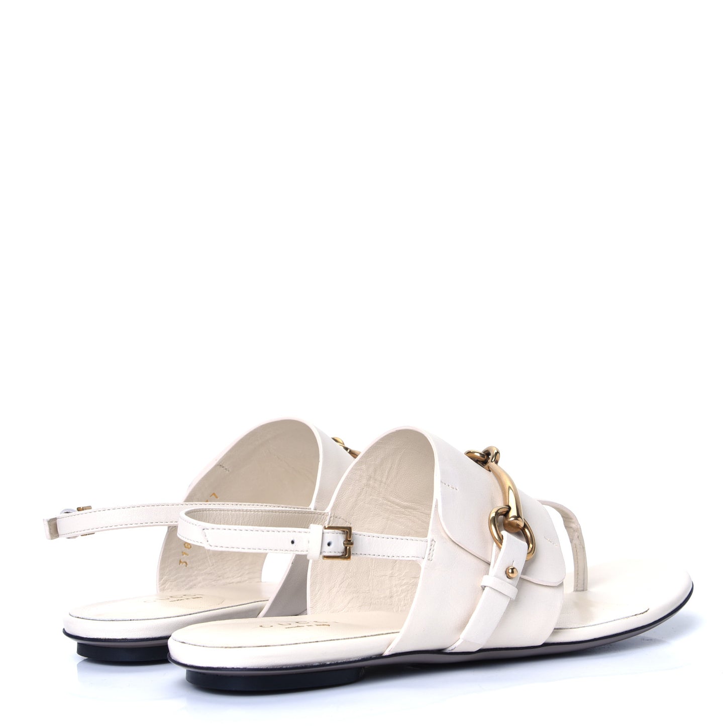 Lifford Calfskin Horsebit Thong Sandals 37 Mystic White
