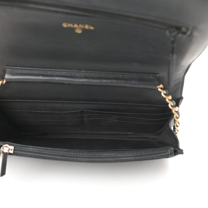Chanel Calfskin Quilted Chain Around Boy Wallet On Chain WOC Black 5 of 14