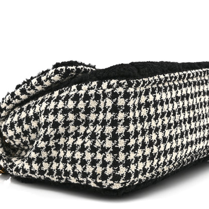 Chanel Shearling Tweed Jumbo Single Flap Black White 9 of 11