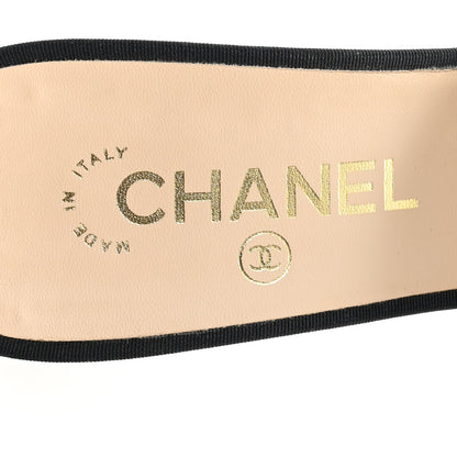 Chanel Suede Grosgrain Cap Toe CC Mules 40 Beige Black 8 of 9