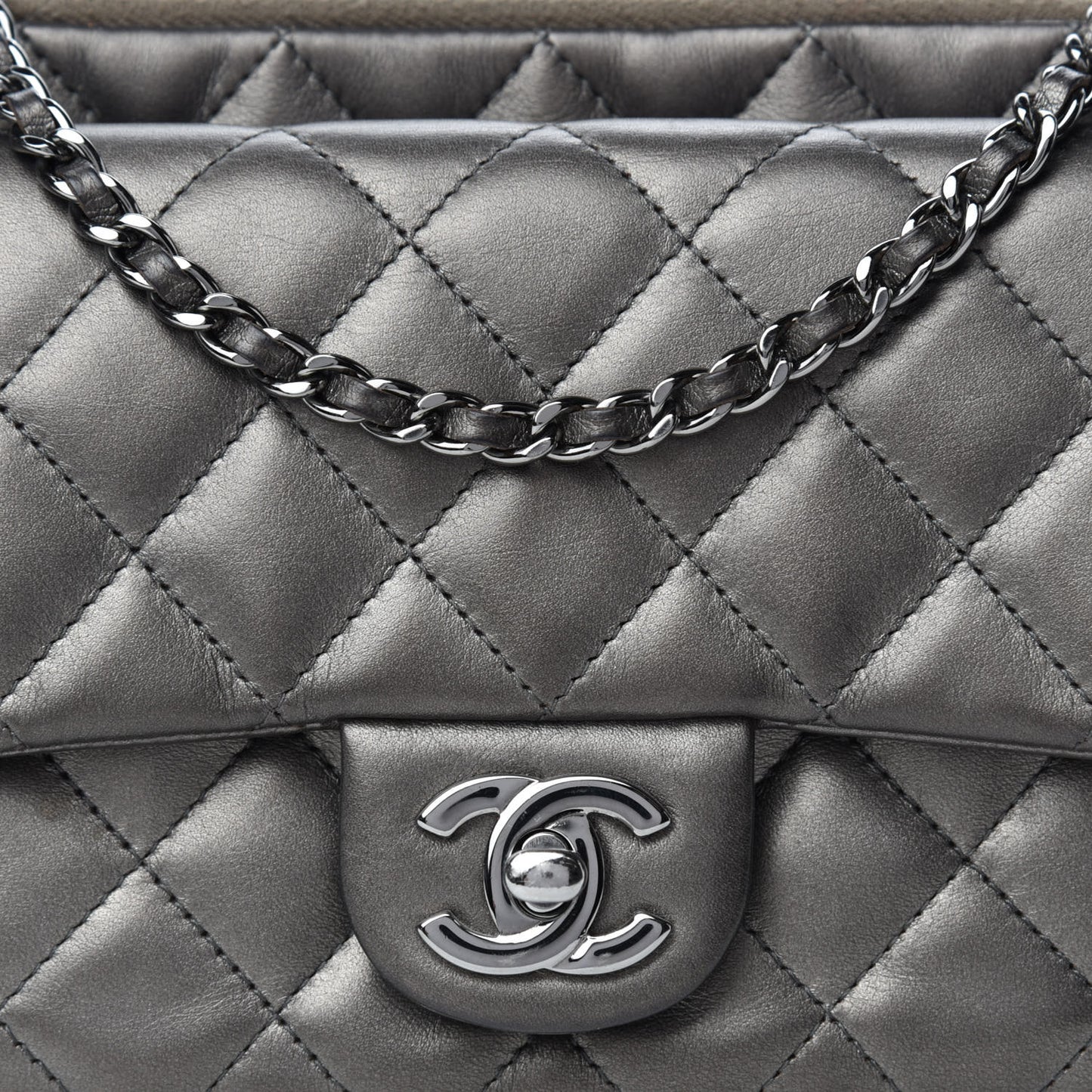 Metallic Lambskin Quilted Daily Zip Crossbody Bag Bronze