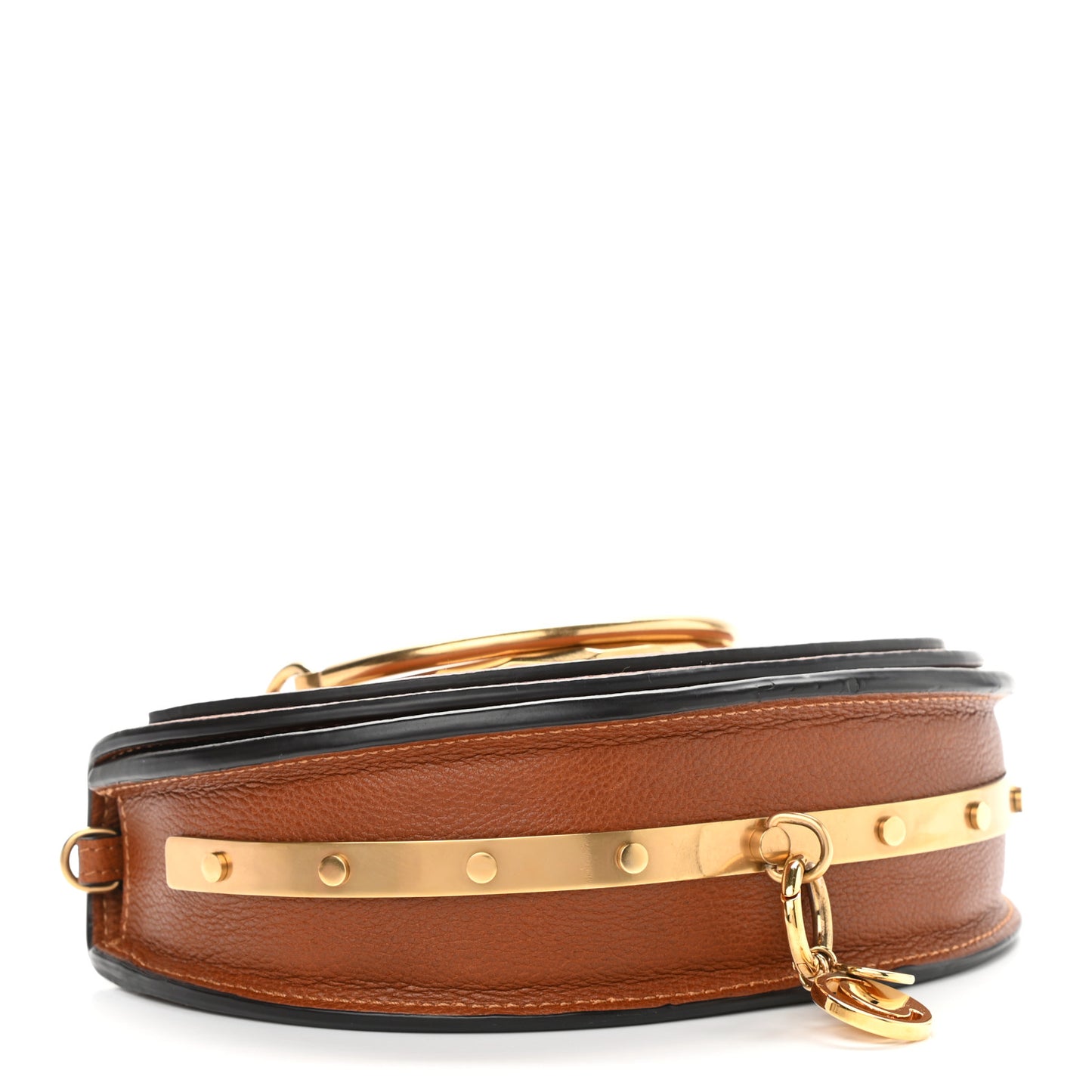 Calfskin Small Nile Bracelet Minaudiere Bag Caramel