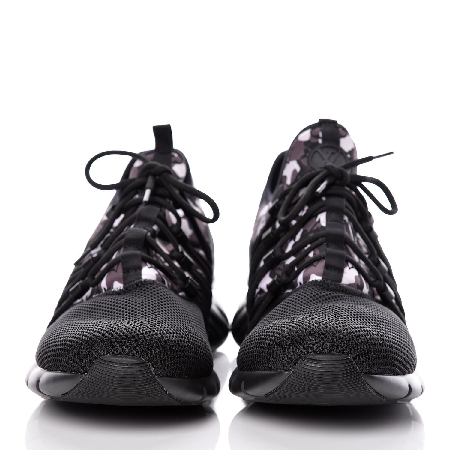 Louis Vuitton Neoprene Mesh Rubber Monogram Camo Fastlane Low Sneakers 13 Black 2 of 9