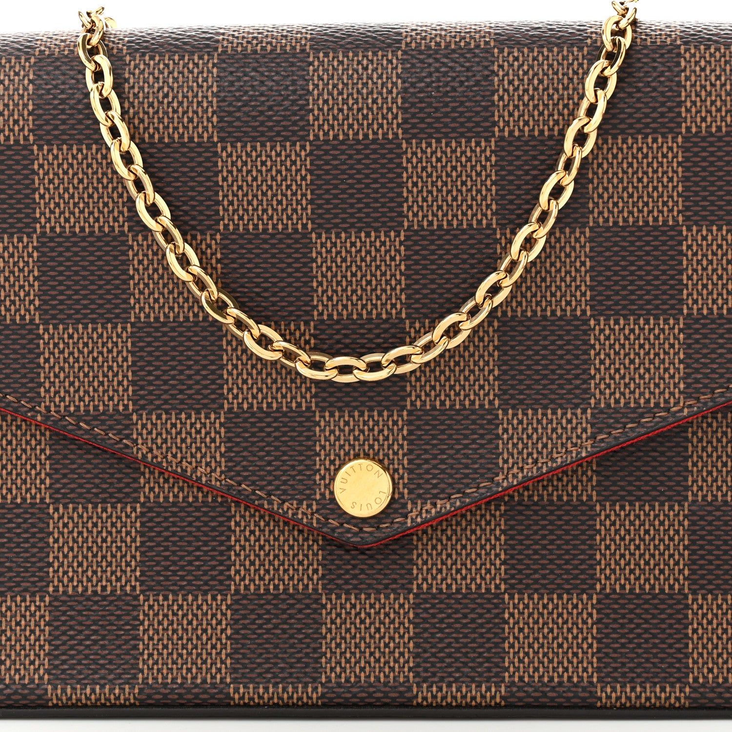 Louis Vuitton Damier Ebene Pochette Felicie Chain Wallet 9 of 12