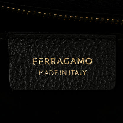 Salvatore Ferragamo Hammered Calfskin Small Firenze East West Tote Bag Black 7 of 11