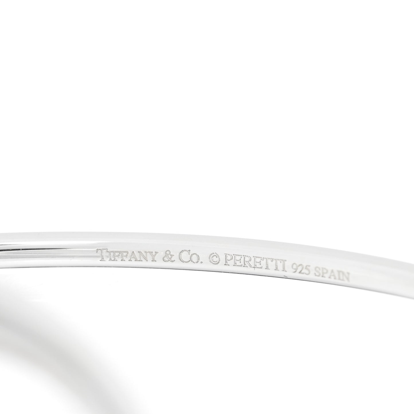 Sterling Silver Diamond Elsa Peretti Open Heart Bangle Bracelet