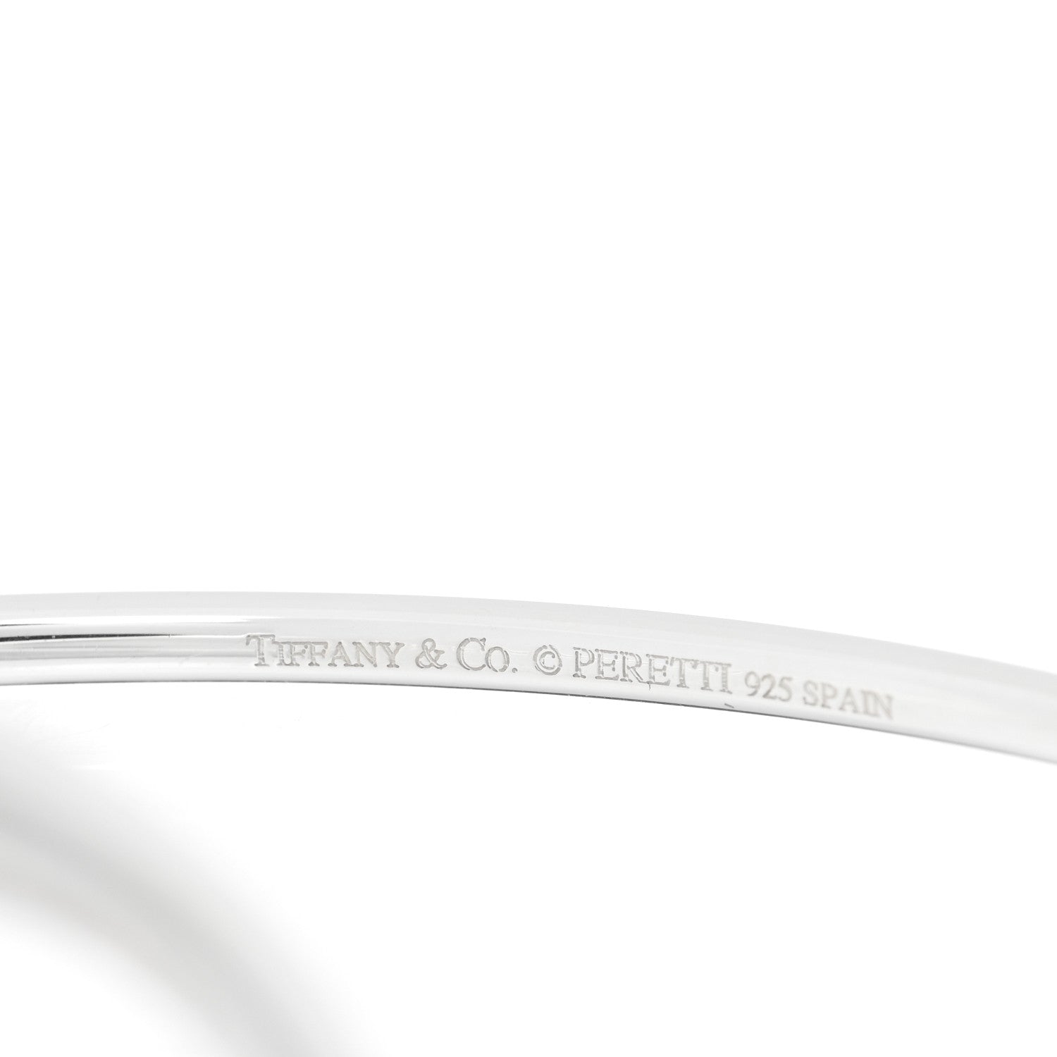 Tiffany Sterling Silver Diamond Elsa Peretti Open Heart Bangle Bracelet 3 of 3