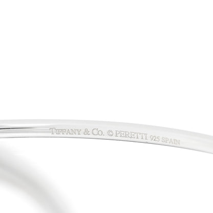Tiffany Sterling Silver Diamond Elsa Peretti Open Heart Bangle Bracelet 3 of 3