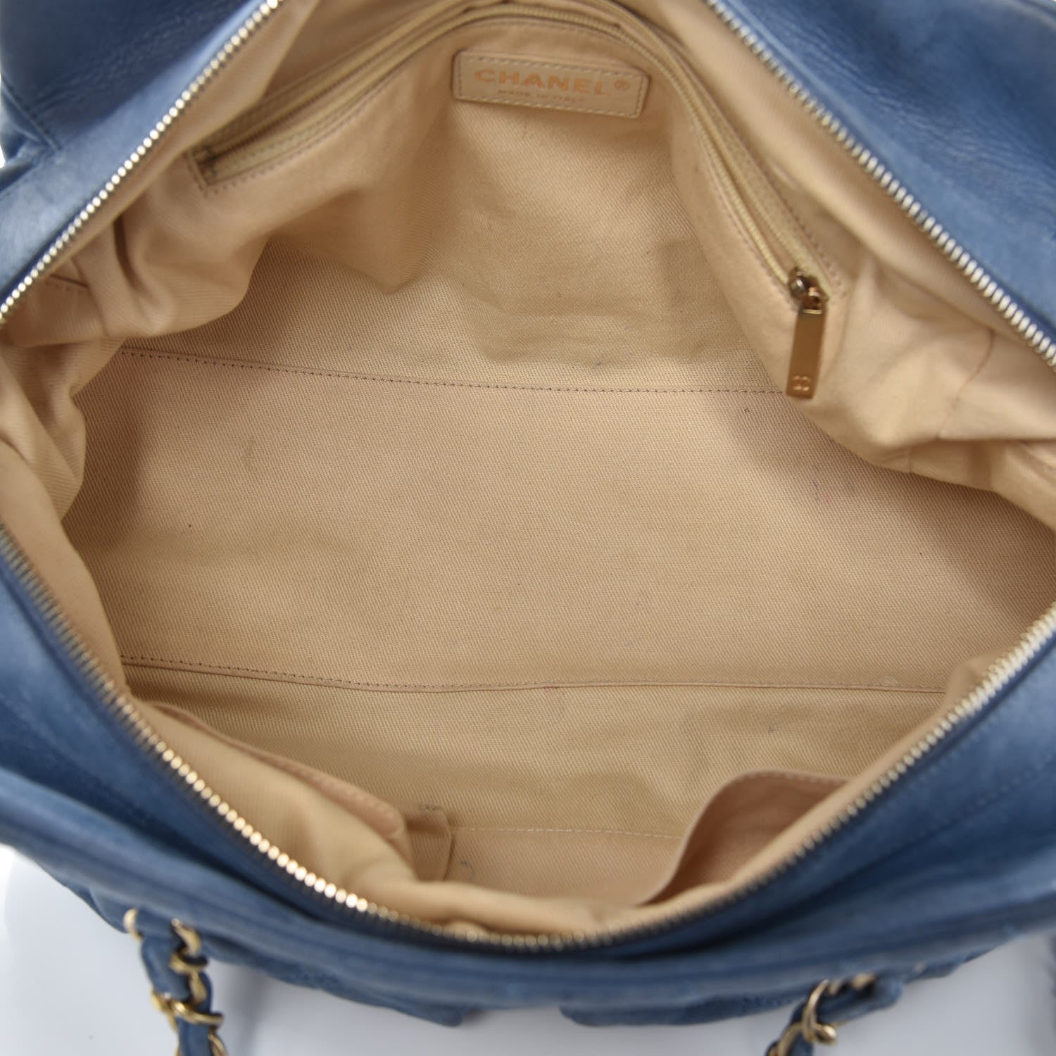 Chanel Iridescent Calfskin Chic Quilt Bowling Bag Blue 5 of 14