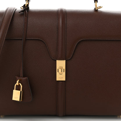 Celine Grained Calfskin Classique 16 Top Handle Bag Brown 9 of 11