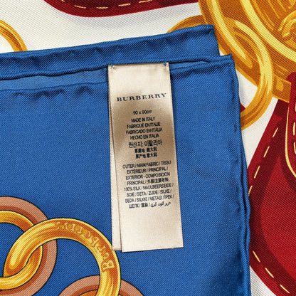 Burberry Silk Patchwork Pocket Watch Square Scarf Multicolor 4 of 4