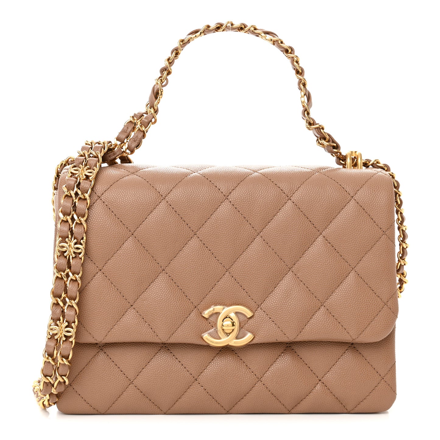 Caviar Quilted Coco First Flap Beige