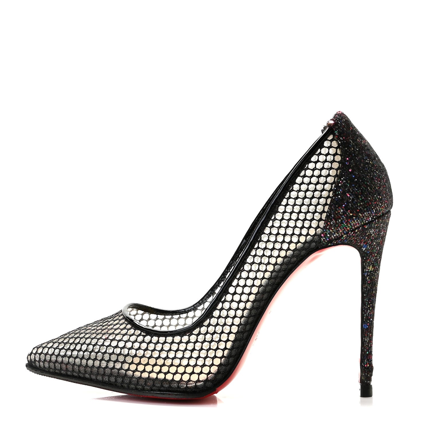 Christian Louboutin Fishnet Glitter Follies Lace 100 Pumps 37.5 Black 1 of 10