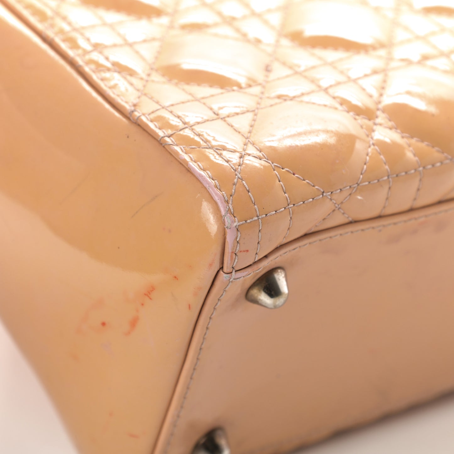 Patent Cannage Large Lady Dior Beige