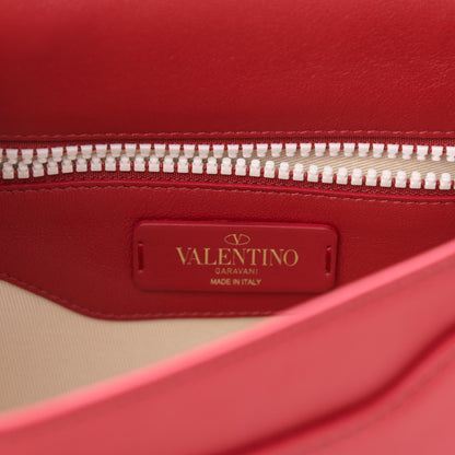 Valentino Garavani Vitello Colorblock Large Free Rockstud Halfmoon Saddle Bag Rosso Valentino White 6 of 13