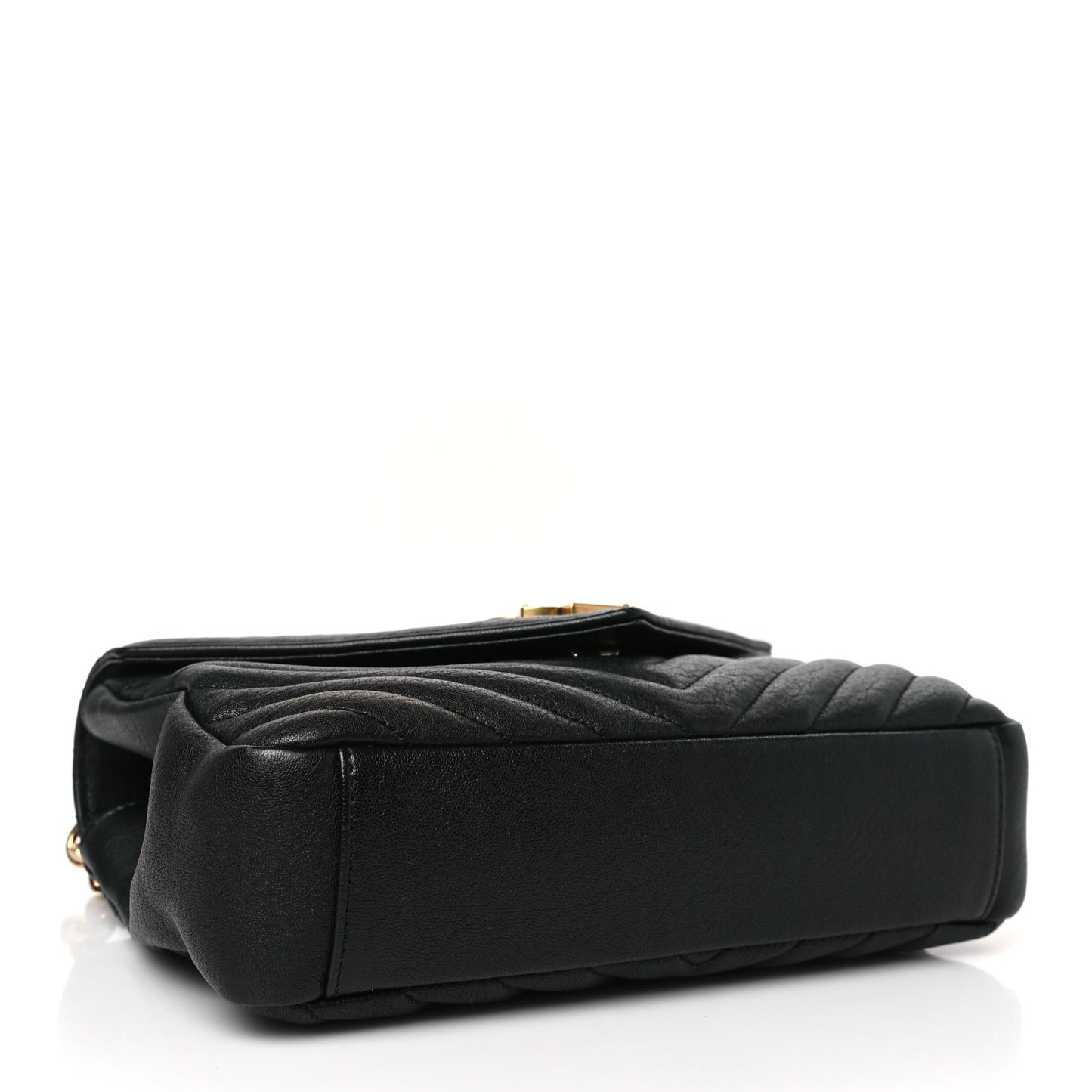 Sheepskin Matelasse Chevron Monogram Medium College Bag Black