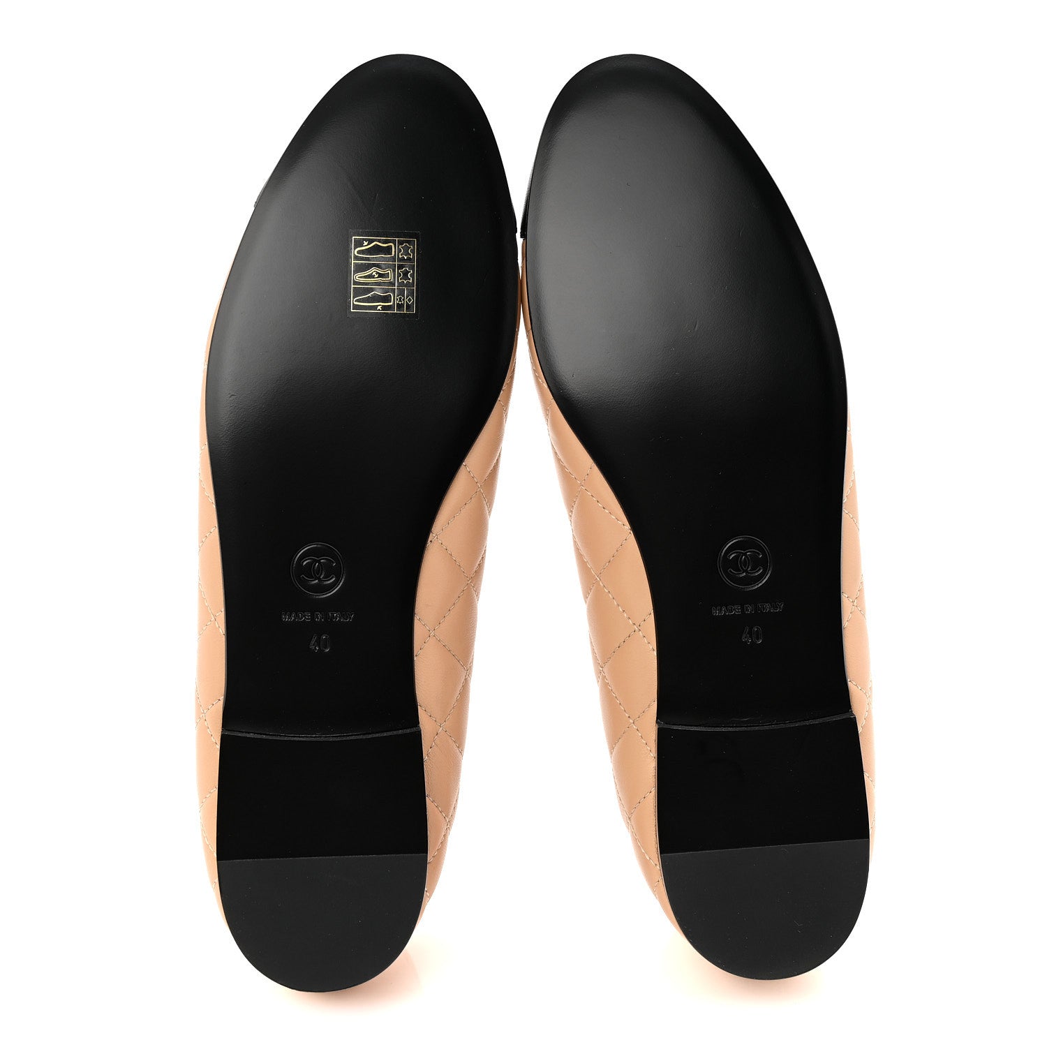 Chanel Lambskin Quilted CC Cap Toe Ballerina Flats 40 Beige Black 6 of 10