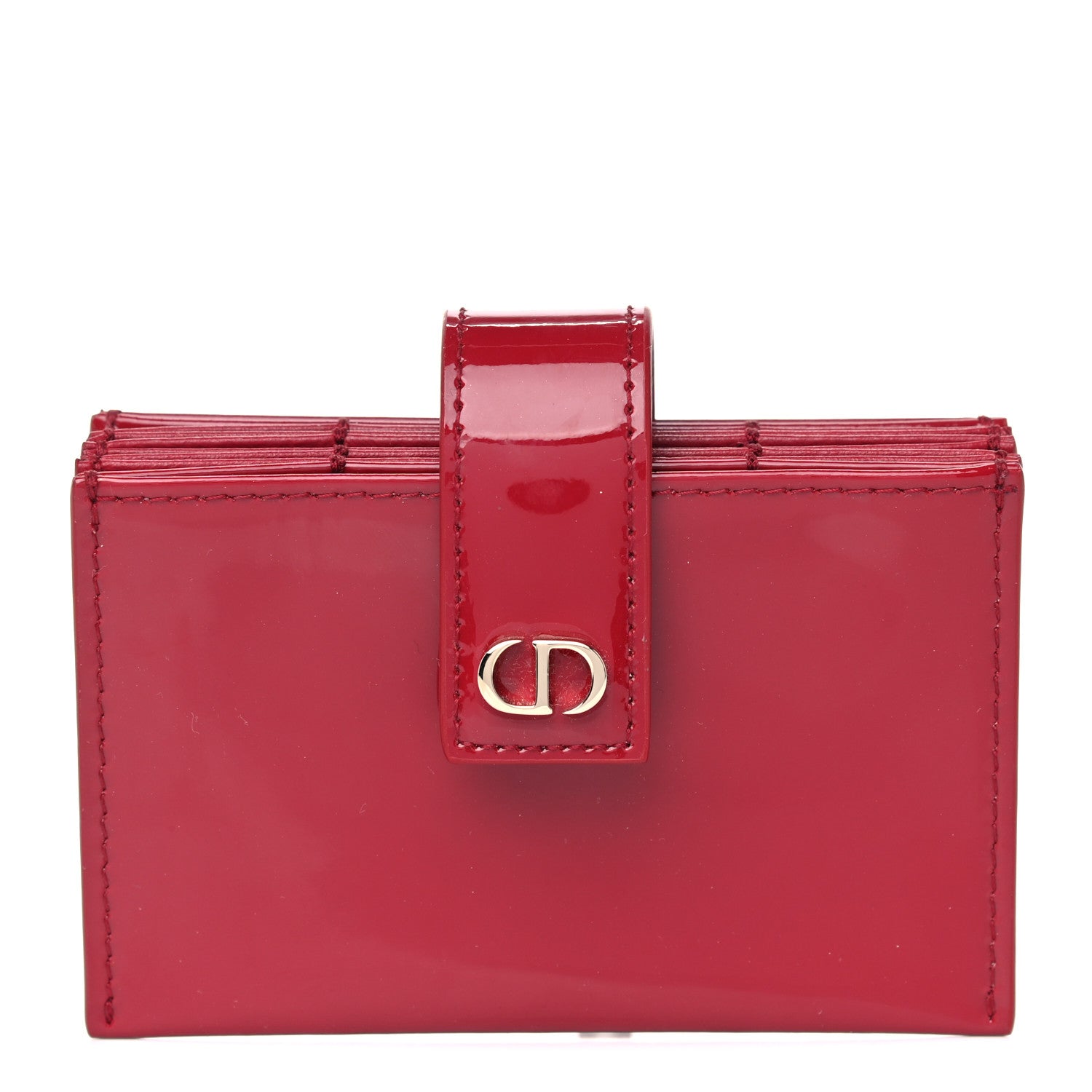 Christian Dior Patent Calfskin 30 Montaigne Gusseted Card Holder Red 1 of 9
