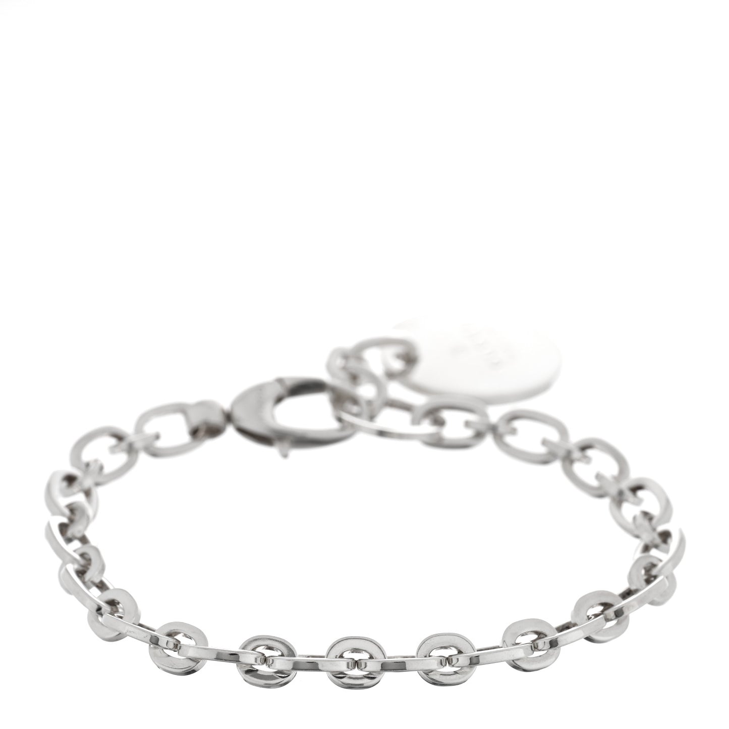 Sterling Silver Link Round Charm Bracelet
