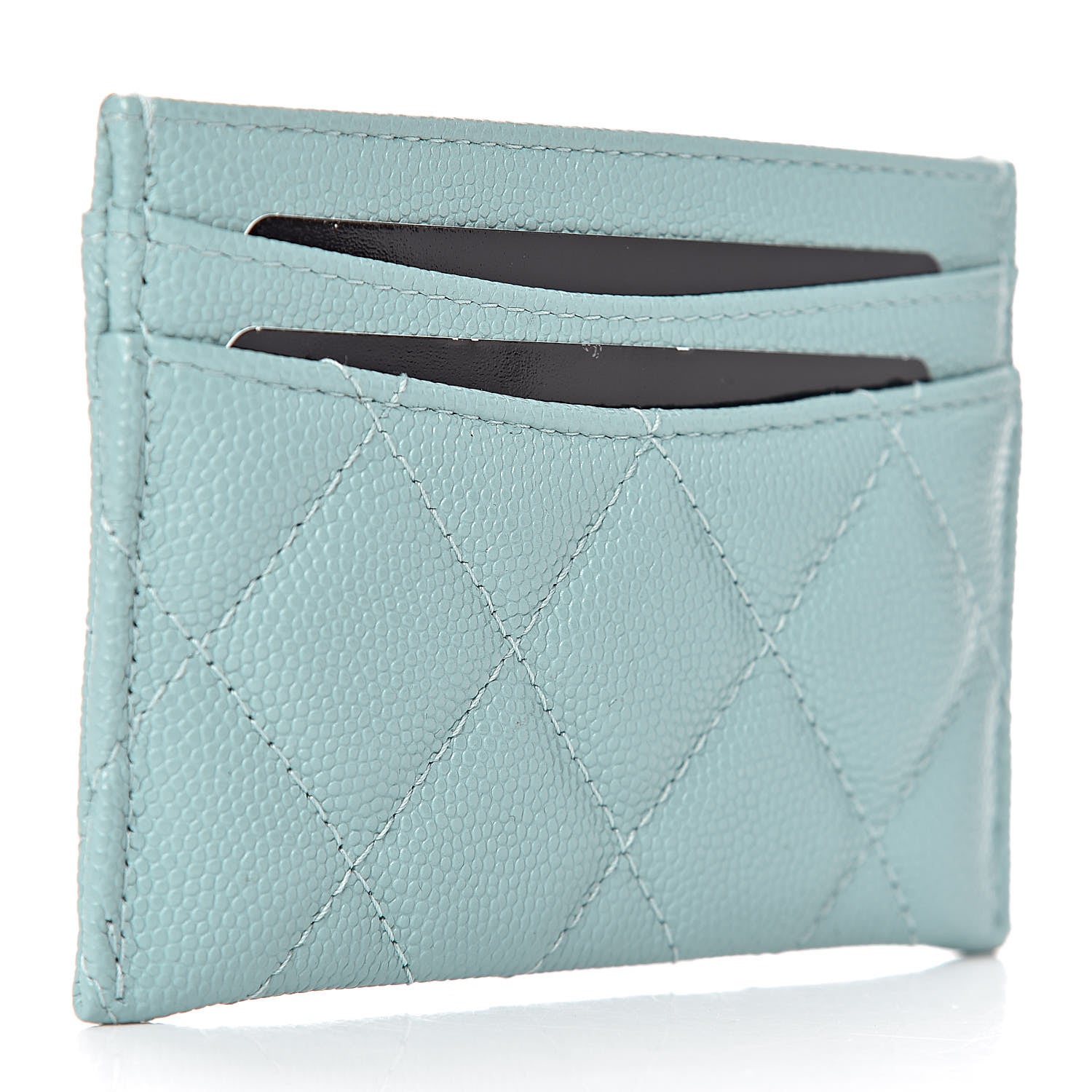Chanel Caviar Quilted Card Holder Light Blue 3 of 9