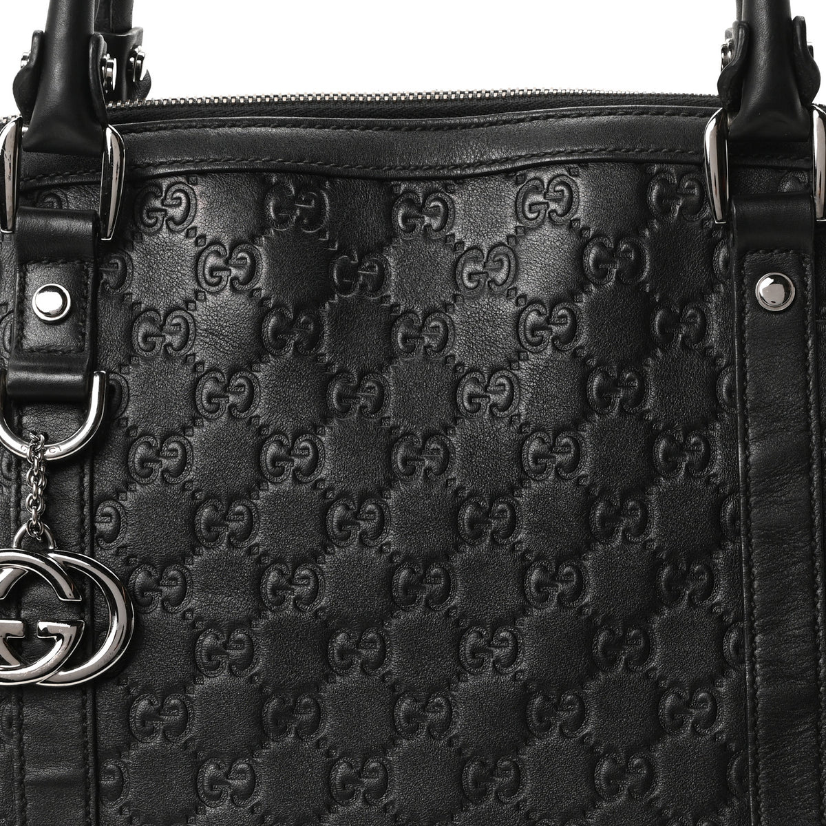 Gucci Guccissima Large GG Charm Convertible Dome Satchel Black 8 of 10