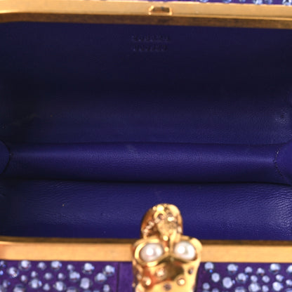 Alexander McQueen Suede Crystal Britannia Skull Box Clutch Purple 5 of 10