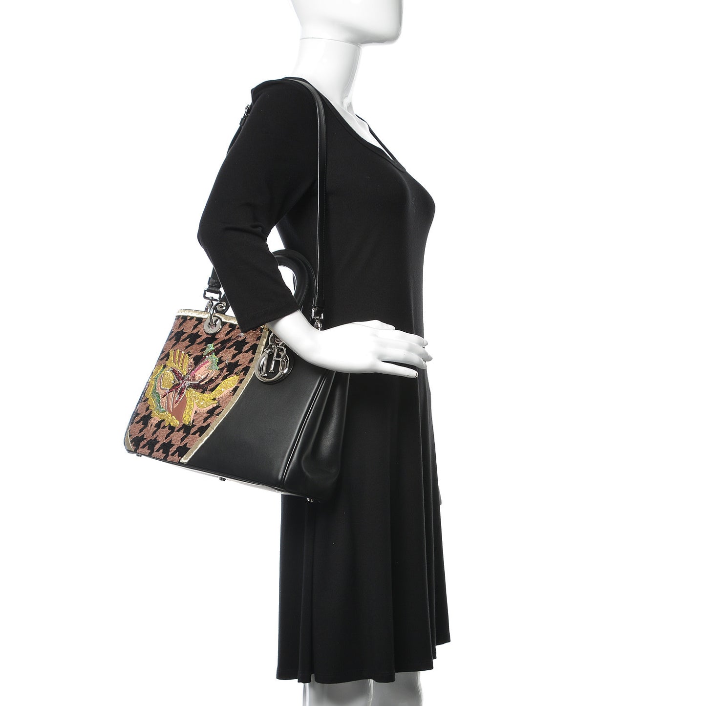 Sequin Embroidered Smooth Calfskin Medium Diorissimo Black