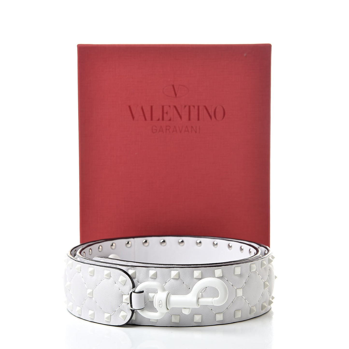 Lambskin Free Rockstud Spike Shoulder Strap Optic White