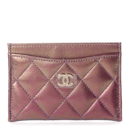 Chanel Iridescent Lambskin Quilted Card Holder Purple 1 of 9