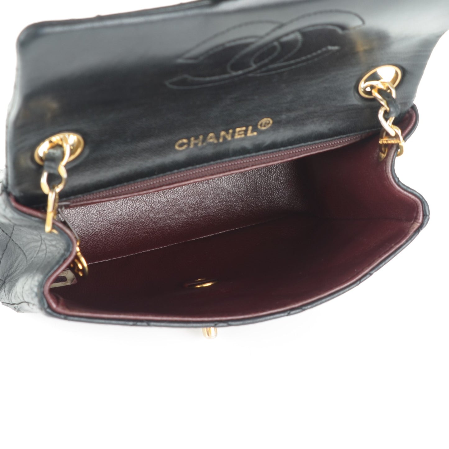 Lambskin Quilted Mini Square Flap Black
