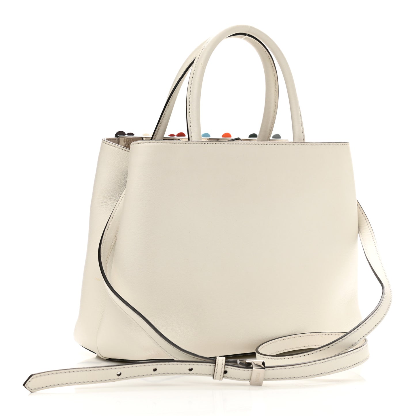 Calfskin PVC Flower Studs Petite 2Jours Tote White Ice Multicolor