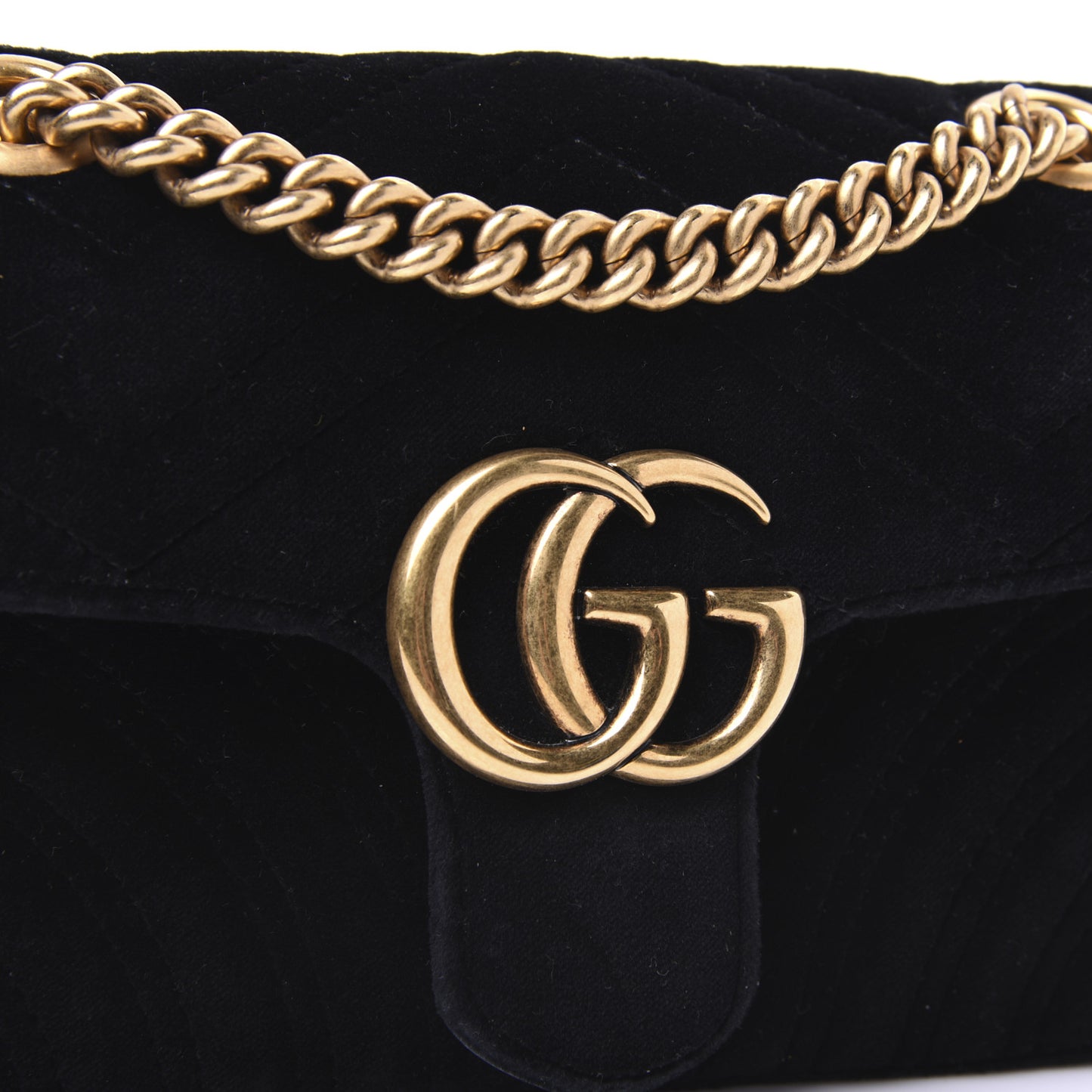 Velvet Matelasse Mini GG Marmont Shoulder Bag Black