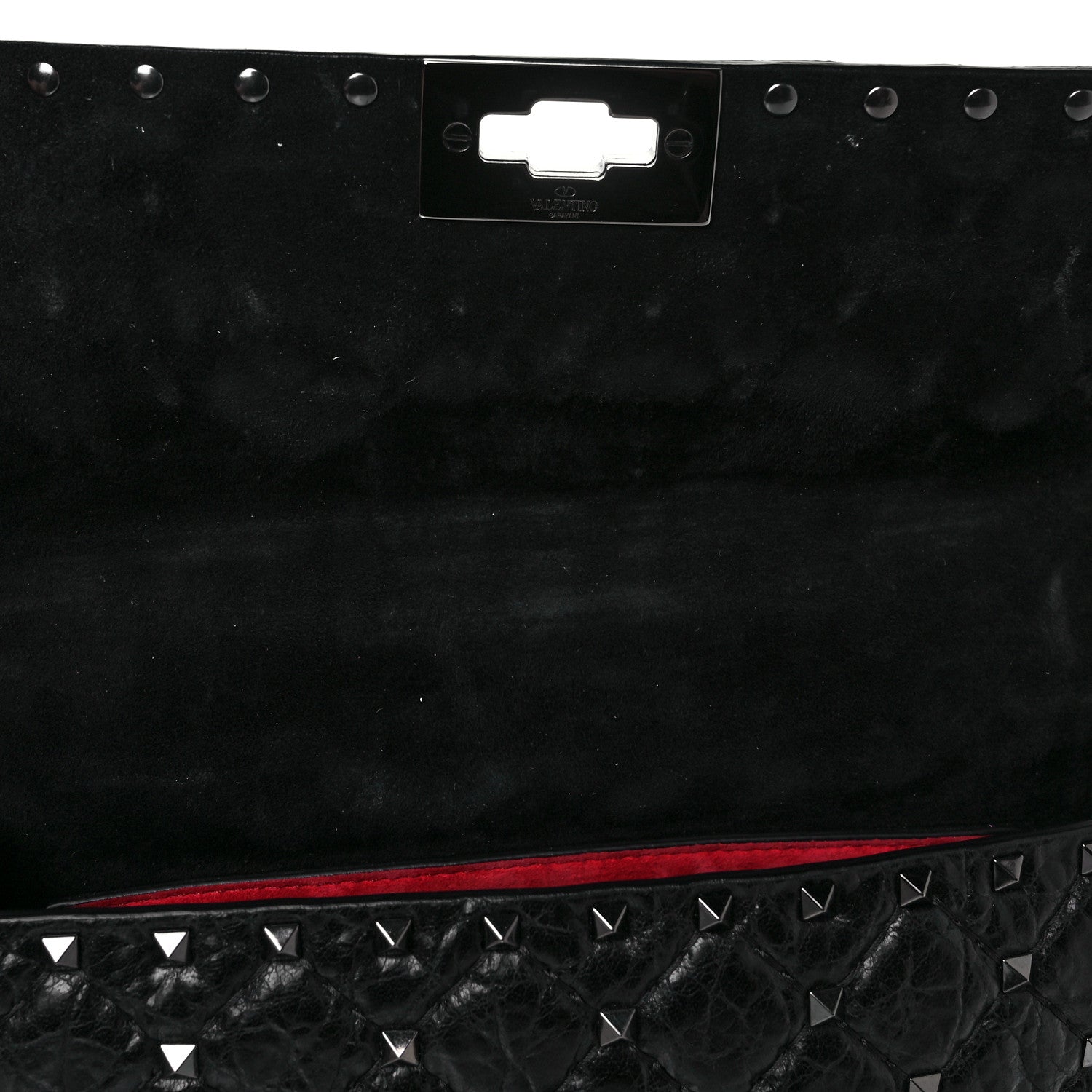 Valentino Garavani Craquele Nappa Medium Rockstud Spike Shoulder Bag Black 9 of 9