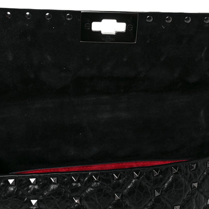 Valentino Garavani Craquele Nappa Medium Rockstud Spike Shoulder Bag Black 9 of 9