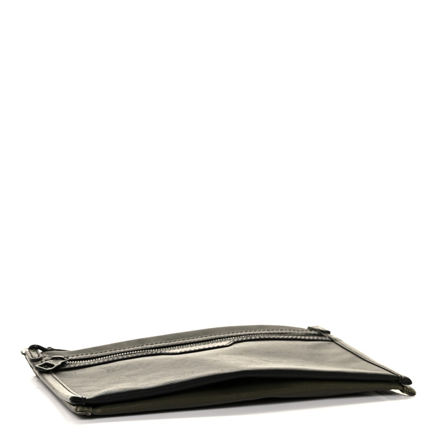 Louis Vuitton Calfskin Monogram Shadow Double Flat Messenger Black Khaki 8 of 11