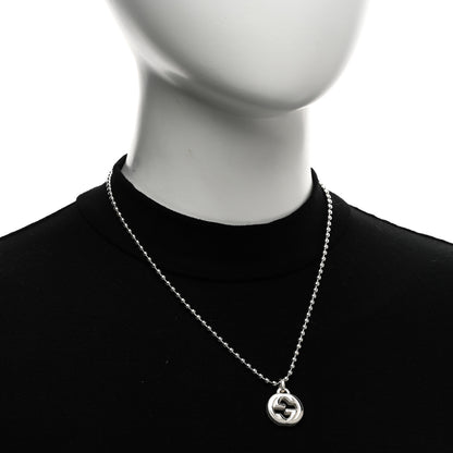 Gucci Sterling Silver Interlocking GG Pendant Beaded Necklace 2 of 4