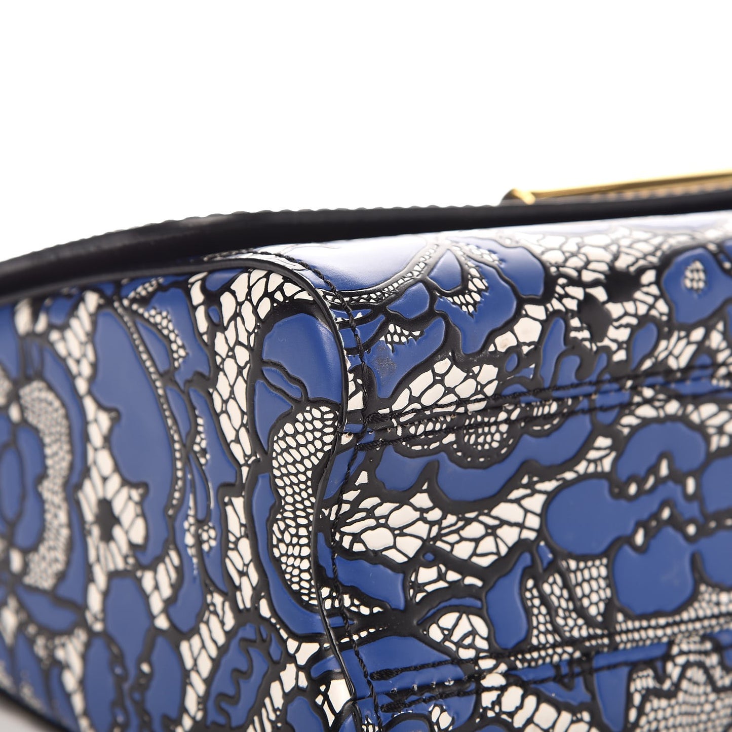 Calfskin Printed Twist Shoulder Bag MM Blue Black