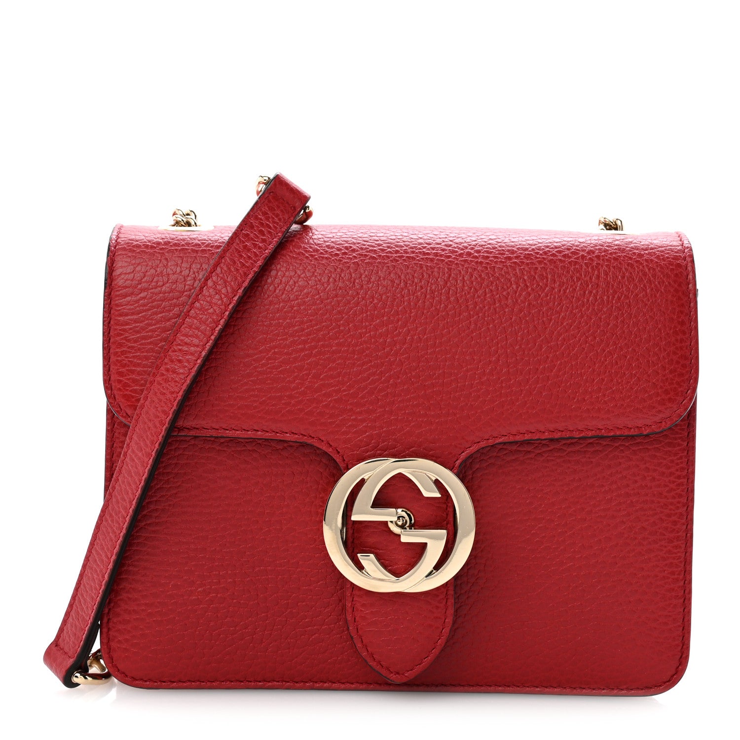 Gucci Dollar Calfskin Small Interlocking G Shoulder Bag Red 1 of 13